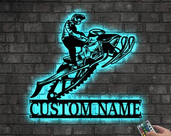 Custom Snowmobile Metal Wall Art LED Lights , Personalized Ski-Doo Name Sign Home Decoration, Snowmobile Sign, Birthday Gift Xmas Gifts