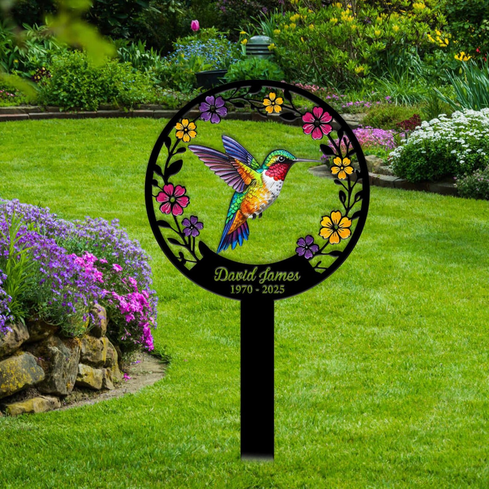 Personalized Hummingbird Memorial Stake Metal, Personalized Hummingbird ...