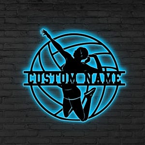 Custom Volleyball LED Sign, Personalized Player Name Light, Volleyball Gift, Unique Sports Gift, Gift for son,Volleyball art,Gift for player