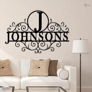 Gepersonaliseerde metalen monogrambord, aangepast metalen bord, metalen naambord, monogram wanddecoratie, metalen monogram brief, aangepaste naambord, woondecoratie
