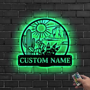 Custom Cactus Metal Sign LED Light,Personalized Cactus Name Signs,Cactus Metal Wall Art,Cactus Wall Decor,Cactus Lover Gifts,Home Decor