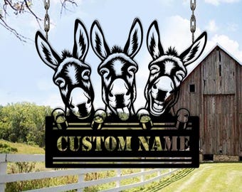 Custom Donkey Farm Sign, Rustic Barn Decor, Funny Farm Animal Wall, Farm Donkey Name Sign, Donkey house sign, Custom animal sign,Donkey sign