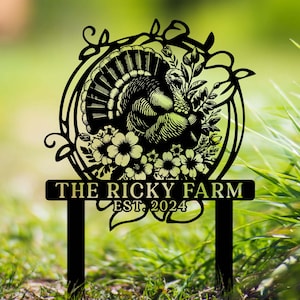 Custom WildFlower Turkey Metal Sign Personalized Turkey Name Sign Turkey Farm Sign Home Decor Turkey Farmhouse Decor Thanksgiving Gift