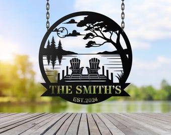 Custom Lake House Decor,Personalized Family Lake House Metal Sign,Lake House Gifts,Metal Outdoor Sign,Porch Sign,Birthday gifts Cabin Sign