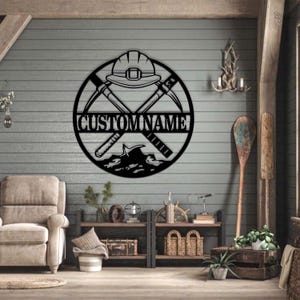 Custom Logger Metal Sign, Personalized Chainsaw Wall Art, Woodworker Metal sign, Woodcutter Name Decor, Gift for dad, Forest worker gift