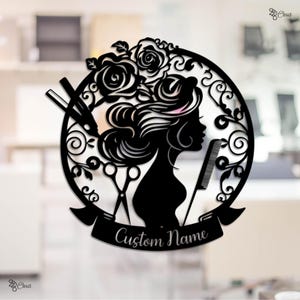 Placa personalizada para salão de cabeleireiro, parede para estúdio de cabeleireiro, decoração para salão de beleza, presente para cabeleireiro, metal para estúdio de cabeleireiro, parede para cabeleireiro, presente para mãe