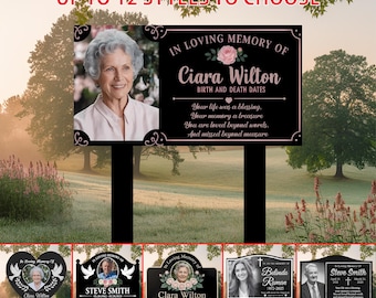 Custom Memorial Photo Sign, Photo & Text Garden Memorial, Sympathy gift, Outdoor Memorial Sign, Floral Photo Tribute Stake, Bereavement gift