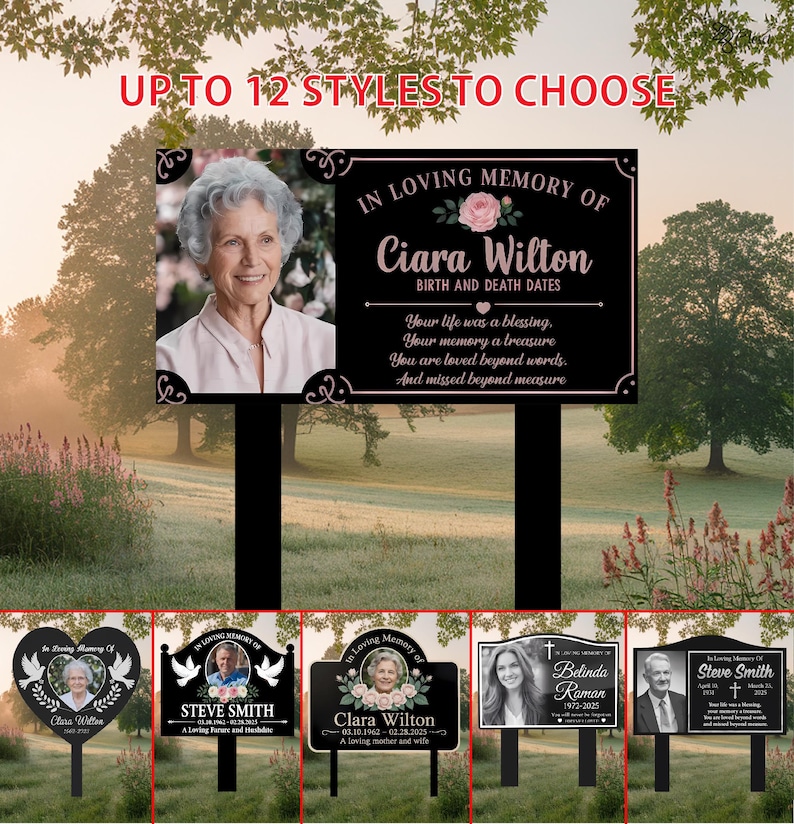Memorial Signs Examples Custom Memorial Photo Sign, Photo & Text Garden Memorial, Sympathy Gift ...