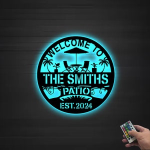 Custom Patio Metal Sign, Backyard Sign, Pool & Patio Sign, Personalized Sign for Pool, Poolside Sign, Welcome Sign, Patio Decor Outdoor Sign