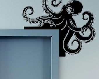 Metall Octopus Wanddekor, Wasseroktopus Wandkunst, Ozeantier Wandbehang, Meerestier Metallschild, Oktopusdekor, Strandhauskunst, Vatergeschenk