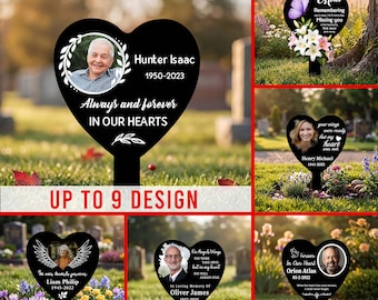Personalized Memorial Garden Stake, Custom Photo Heart Grave Marker, In Loving Memory Sign, Sympathy Gift