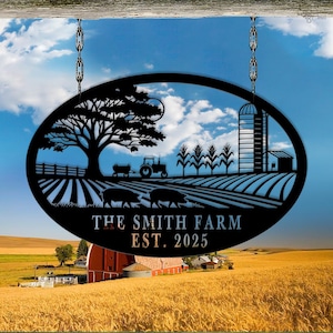 Personalized Metal Barn Sign, Custom Farm Sign, Farm name sign, Custom farm sign, Tractor metal sign,Gift for farm,Country sign,Outdoor farm