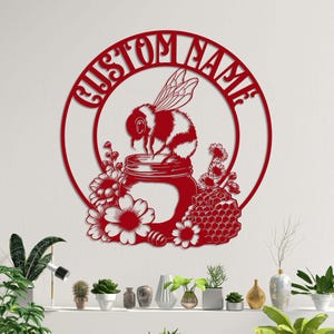 Custom Honey Bee Metal Sign, Custom Metal Bee Decor, Garden Sign, Gift for Gardener, Honey Bee Metal Art, Bee Garden Decor, Bee Farm Sign