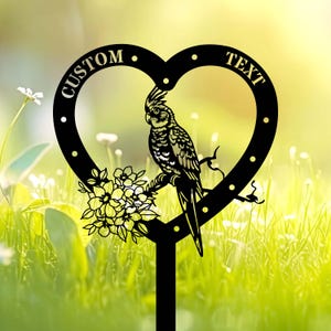 Personalized Cockatiel Bird Memorial Metal Stake, Bird Loss Memorial Stake,Pet Plaque Bird Lover,Cemetery Stake, Grave Marker, Sympathy Gift