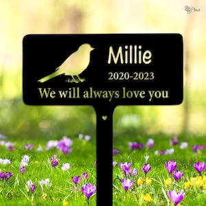 Custom Bird Memorial Sign, Pet Garden Stake , Pet Loss Garden, Pet Bird Memorial Yard Sign, Pet loss gift, Bird remembrance, Sympathy Gift