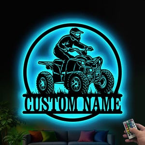 Custom ATV LED Metal Sign, Gift for son, Personalized Quad Bike Rider Light, Off-Road Room Decor, Four Wheeler Neon Sign, Atv lover gift