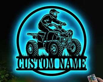 Custom ATV LED Metal Sign, Gift for son, Personalized Quad Bike Rider Light, Off-Road Room Decor, Four Wheeler Neon Sign, Atv lover gift