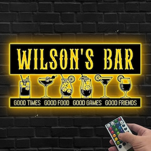 Custom LED Bar Sign, Wall Light for Home Bar, Gift for dad, Home Bar LED Sign, Good Times Bar Sign, Personalized Bar Decor, Home pub sign