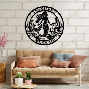 Custom Mermaid Name Sign,Metal Mermaid Wall Decor, Outdoor Decoration, Beach House Decor, Perfect Gifts for her Mermaid Art Beach House Sign