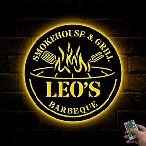 Custom Barbeque Metal Wall Art, Personalized BBQ Metal Sign, Smokehouse Metal Sign, BBQ Decor, Grill Sign, Outdoor Decor, Dad Gift
