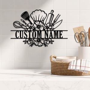 Custom Baking Metal Wall Art, Personalized Baker Name Sign Kitchen Decoration, Bakery Sign, Baker Gift, Kitchen Sign Chef Gift, Gift for her
