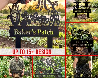 Custom Vegetable Garden Metal Sign, Personalized Garden Stake With Family Name, Outdoor Yard Decor Gift