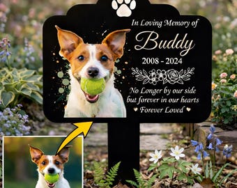 Custom Dog Memorial Stake, Cat Memorial Plaque with Photo Cat Portrait Watercolor Cat Grave Marker, Pet Loss Gift, Pet Sympathy Gift
