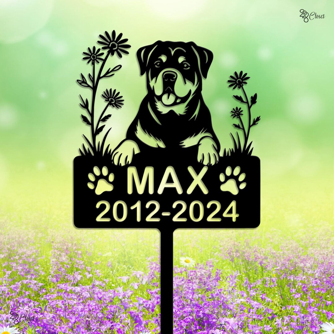 Rottweiler Memorial Garden Sign, Personalized Rottweiler Pet Memorial ...