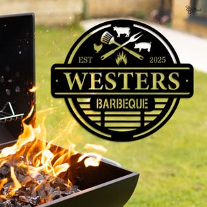 Personalized Metal Grilling Sign Wall Art, Custom BBQ Sign, Dad&#39;s Bar & Grill Metal Wall Art, BBQ Decor, Grilling Gift for Dad, Father&#39;s Day