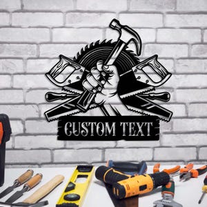 Custom Carpenter Tools Metal Wall Art, Personalized Carpenter Name Sign ...