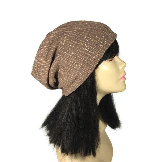 Glitter Sparkle Beanie Tan Beanie Gold 