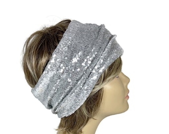 Fascia per capelli con paillettes argentate Fascia per capelli con paillettes extra larga Paillettes nere Paillettes dorate Fasce per capelli chic Fascia per capelli con paillettes argentate Turbanti glamour con paillettes