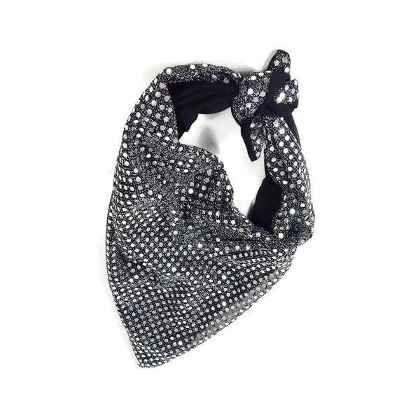 Silver Sequin Bandana  Polypropylene Lining Face Mask Sequin Face Mask Silver Sequin Confetti Dot Bandanna Sequin Bandanna Lined Bandanna