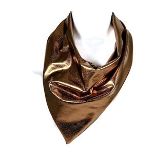 Bronze Metallic Spandex Bandana Faux Leather Copper Bandanna Bronze Bandana Bronze Metallic Spandex Neckerchief  Headcovering Headscarf Sash