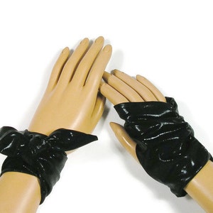 Black Faux Leather Fingerless Gloves Black Goth Gloves Black Punk Gloves Steampunk Fingerless Gloves image 4