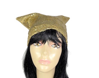 Gothic Toque Gold Sequin Gothic Beanie Sequin Beanies Gold Slouchy Hat Gold Sequin Slouchy Beanie Gothic Headwear Gothic Beanie Glam Hats
