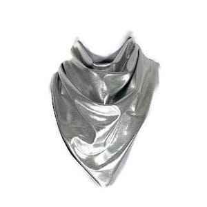 Silver Metallic Bandana Silver Bandanna Metallic Headscarves Metallic Headscarf Silver Headscarves Silver Bandana Kerchief Silver Scarves
