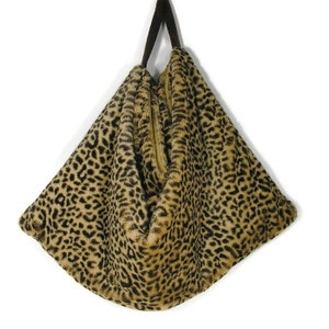 Leopard Faux Fur Hobo Bag Leopard Print Faux Fur Shoulder Bag Leopard Faux Fur Shoulder Bag EXTRA LARGE Leopard Shoulder Bag Fur Handbag image 1