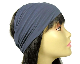 Gray Lycra Head Wrap Swim Headband Grey Lycra Head Wrap Headband Women's Headband Gray Lycra Head Wrap Gunmetal Gray Hair Wraps Grey Do Rags