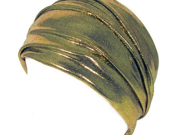 Custom Size Headwrap Wide Silver Headwrap Gold Headwrap Silver Turban Metallic Gold Head Wrap Flapper Headband 20's Headband Silver Headband
