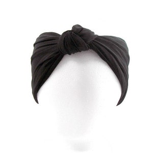 Custom Size Black Lycra Turban Head Wrap Womens Head Wrap Black Swim Head Wrap Turban Headband Woman&#39;s Turban Headband Workout Swim Headband