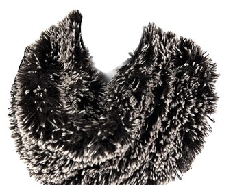 Brown and White Faux Fur Scarf Dark Brown and White Fake Fur Scarves Faux Fur Infinity Scarves Winter Scarves Faux Fur Winter Scarf