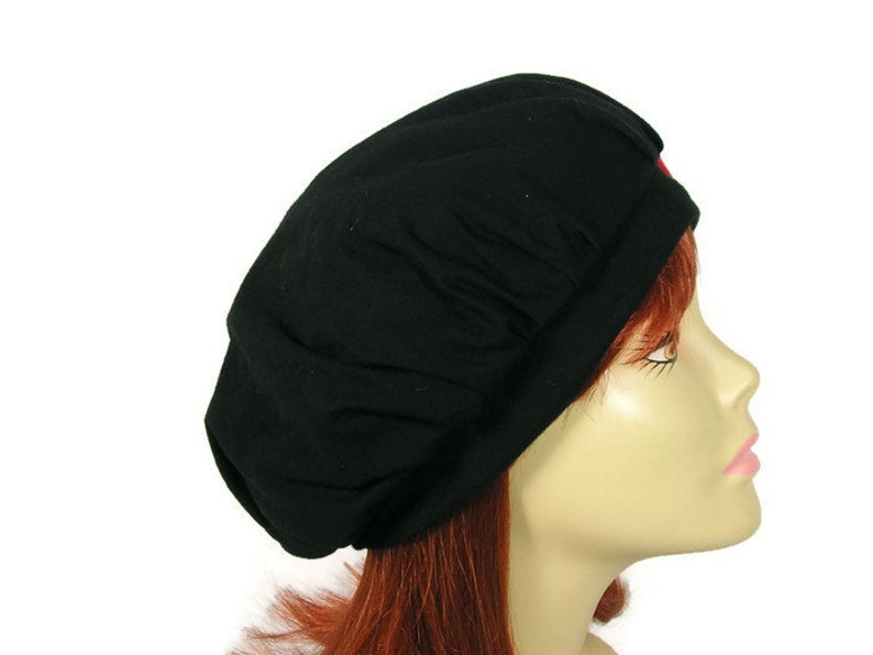 100/% Cotton Jersey Black Slouchy Beret Trendy Slouchy Hat for Hair Loss Chemo Turban Custom Size Summer Slouchy Berets Lightweight Berets
