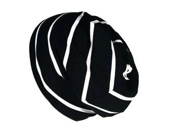 Cappello in maglia a righe bianche e nere, berretto reversibile a coste larghe unisex, berretto in maglia a coste larghe bianche e nere, cappello leggero da uomo e da donna