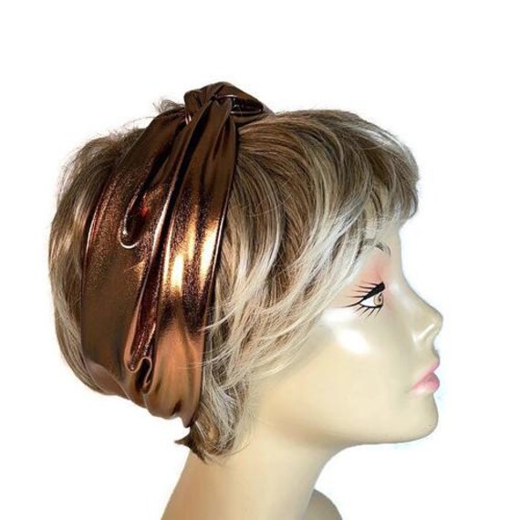 Copper Turban Headwrap Copper Headband Metallic Copper  display picture 2