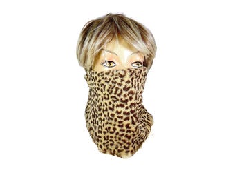 Faux Fur Neck Warmer Neck Gaiter Leopard Cowl Fake Fur Leopard Cowl Vegan Fur Leopard Scarf Scarves Cheetah Scarves Cowls Vegan Scarves Ski