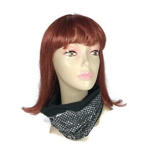 Silver Sequin Neck Gaiter Face Mask Sequin Neckwarmer Sequin Cowl Sequin Confetti Dot Scarf Sequin Scarves Lined Sequin Scarves Ski Scarves