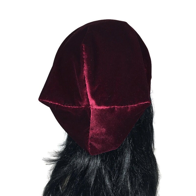 Women\'s Wine Stretch Velvet Soft Slouchy Beanie Hat with Lining Burgundy Velvet Slouchy Beanie Wine Color Velvet Hat Velvet  main image 3