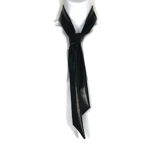 Skinny Scarves Black Metallic Spandex Necktie Shiny Skinny Scarves Faux Leather Skinny Scarf Vegan Black Scarves Black Skinny Necktie Women