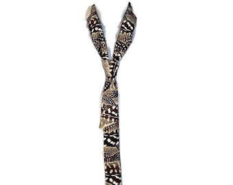 Brown Silky Skinny Necktie Brown Skinny Tie Beige Skinny Tie Narrow Necktie Narrow Tie Skinny Sash Handbag Scarves Brown Print Tie Purse Tie
